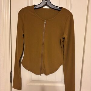 ALO Yoga Brown Long Sleeve Fitted Bodysuit